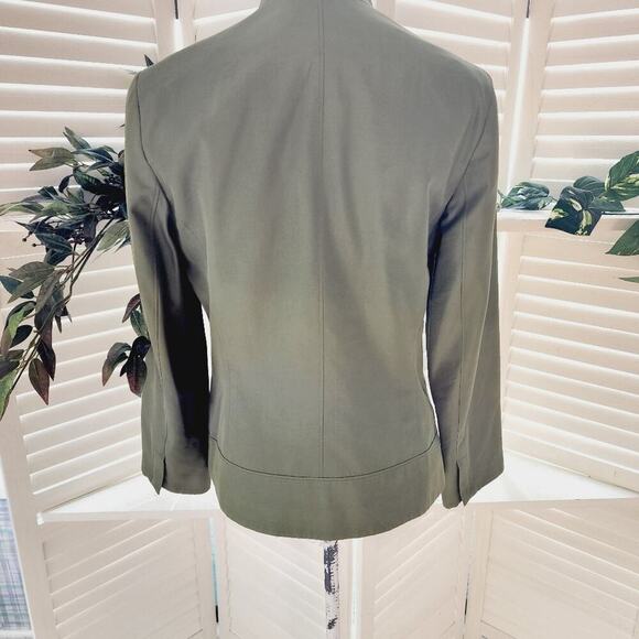 LAFAYETTE 148 GREEN ZIP FRONT COTTON/SILK BLEND JACKET WITH POCKETS SIZE 8 - Picture 4 of 6